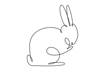 Easter bunny continuous one line drawing. Rabbit simple image. Minimalist vector illustration.
