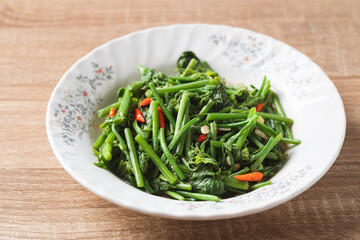 Northern Thai food, Stir fried chayote shoot leaf, Local Thai food