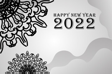 Abstract Background Happy new year 2022 on mandala style.