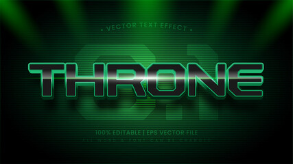 Throne futuristic military 3d text style effect. Editable illustrator text style.