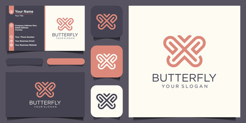 Abstract butterfly simple vector logotype. Line minimal universal luxury icon logo.