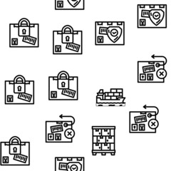 Export And Import Transportation Vector Seamless Pattern Thin Line Illustration