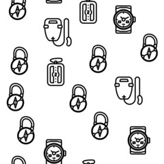 Diving Equipment And Accessories Vector Seamless Pattern Thin Line Illustration