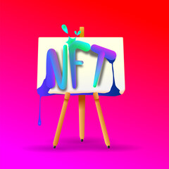 NFT art icon. nft digital drawing on canvas flat style isolated icon clip art vector illustration