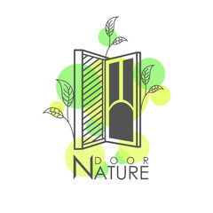 Natural Door Logo Design Vector