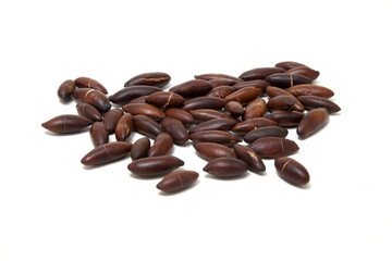 Baru chestnuts, type of Brazilian chestnut, on white background