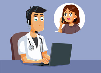 MD Offering Medical Assistance Over the Phone Vector Illustration