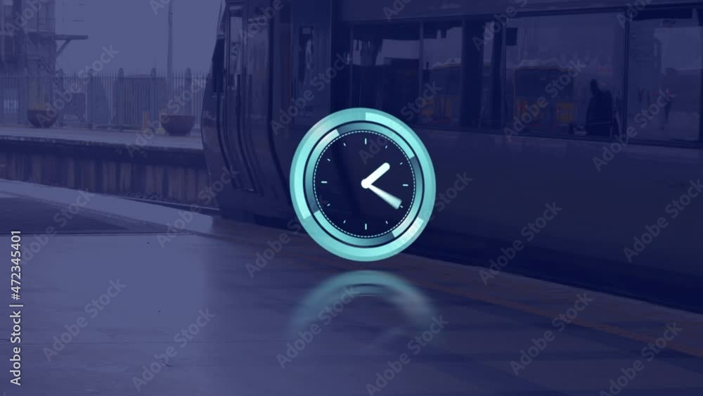 Poster animation of clock moving fast over train
