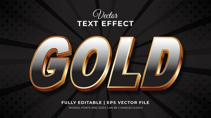 Editable 3d text effect with gold writing illustrations
