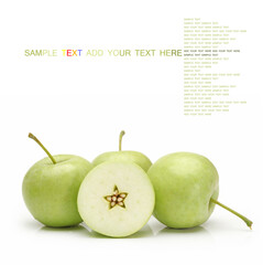 green apple on white
