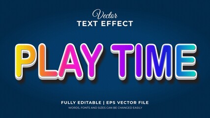 Play time colorful 3d editable text effect