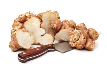 Jerusalem artichoke on a white background