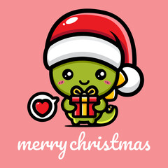 cute dinosaur design celebrating christmas