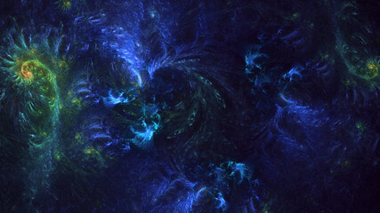3D rendering abstract blue fractal light background
