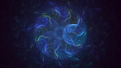 3D rendering abstract blue fractal light background