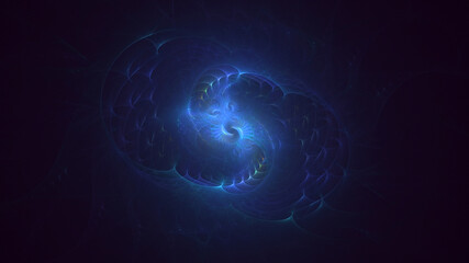 3D rendering abstract blue fractal light background