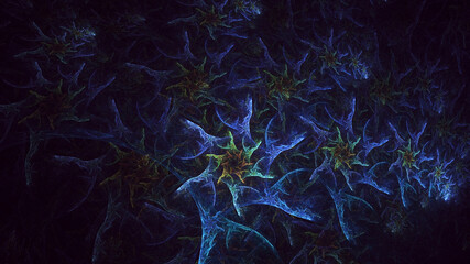 3D rendering abstract colorful fractal light background