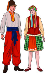 Drawing ukrania traditional dress,art.illustration, vector