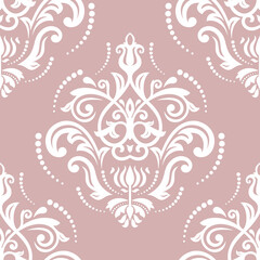Classic seamless pattern. Damask orient purple and white ornament. Classic vintage background. Orient ornament for fabric, wallpaper and packaging