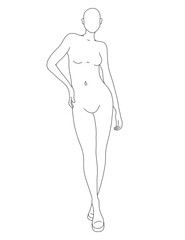 Fashion Croquis of Woman Model Template Posing 