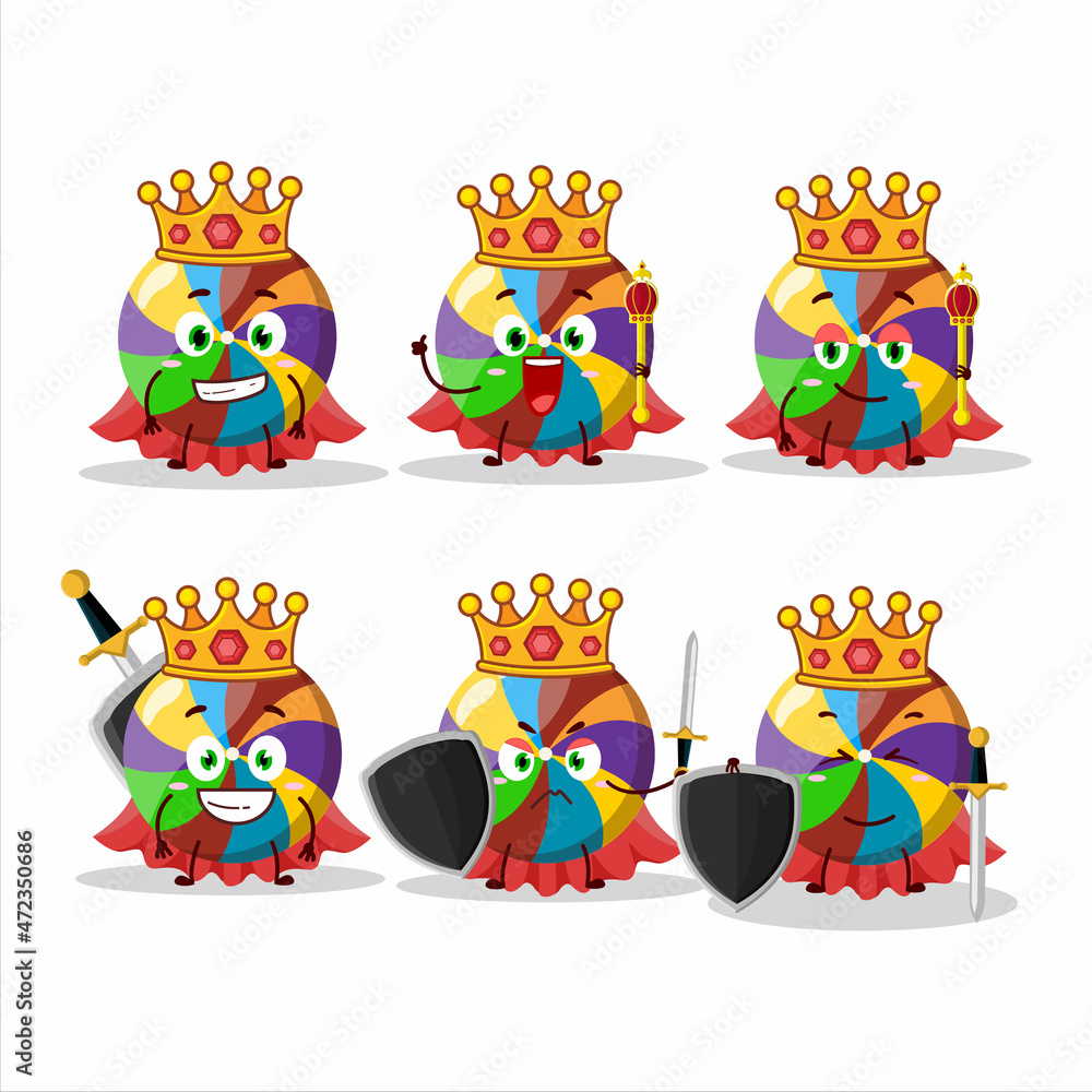 Canvas Prints A Charismatic King rainbow candy cartoon character wearing a gold crown