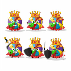 A Charismatic King rainbow candy cartoon character wearing a gold crown