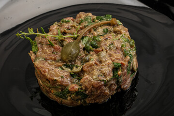 Raw beef tartar with capers