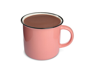 Cup of delicious hot chocolate isolated on white