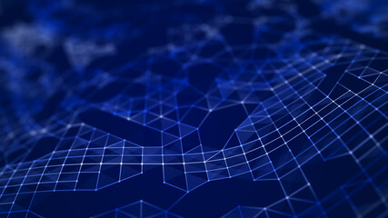 Digital technological background. Abstract structure with connected dots and lines. Big data. 3D rendering.