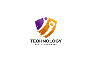 Vector Logo Technology Shield Gradient Colorful
