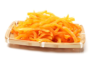 Dried sweet potato on white background 