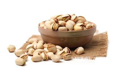 Pistachios on a white background