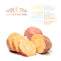 sweet potatoes on the white background