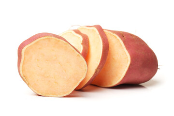 sweet potatoes on the white background