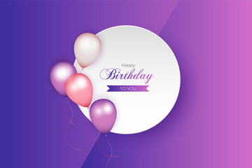 Birthday wish  background with realistic pink white balloons