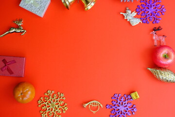 Merry christmas and happy new year with decoration background and space for text