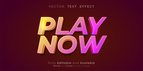 Editable text effect - Play now text style concept