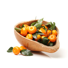 tangerine or mandarin orange on white background 