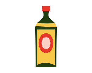 Christmas bottle beverage retro, vintage. Vector illustration cartoon flat style