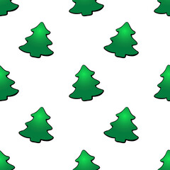 Vector seamless pattern with color fir, pine, xmas tree, in flat style. Bright backgrounds and textures for Merry Christmas and happy New Year