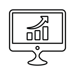 Analysis, data, market, marketing report outline icon. Line art sketch.