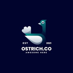 Vector Logo Illustration Ostrich Gradient Colorful Style.