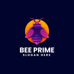Vector Logo Illustration Bee Gradient Colorful Style.