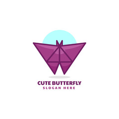 Vector Logo Illustration Butterfly Simple Mascot Style.