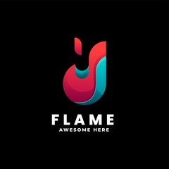 Vector Logo Illustration Flame Gradient Colorful Style.