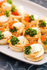 canape with caviar on the Christmas table