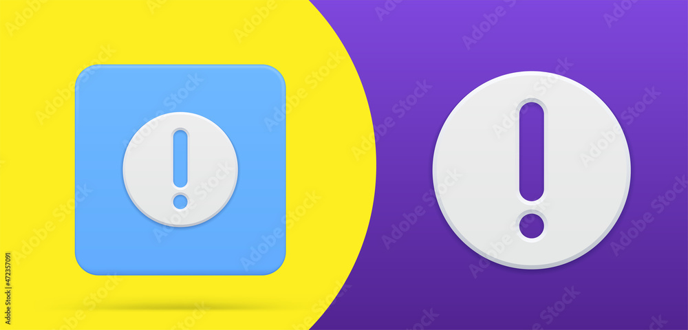 Aufkleber simple exclamation point white circle frame 3d icon button set vector illustration symbol of alert