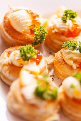 canape with caviar on the Christmas table