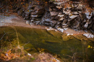 Forest and mountains views, concept of trip and travelling. European landscape view, concept of weekend in beautiful place