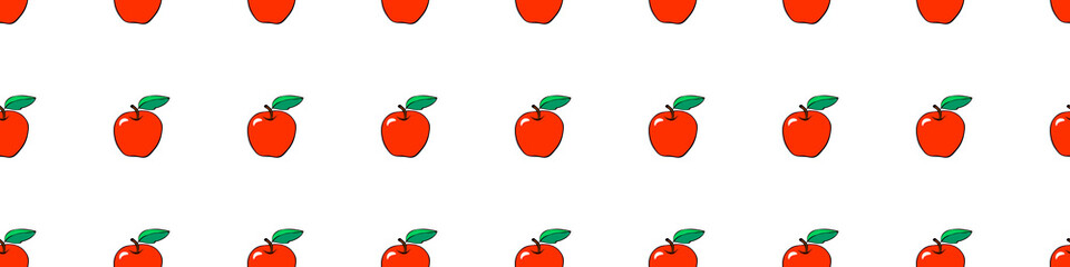 Vector seamless pattern with red apples. Bright fruit background and texture, isolated. For children, school design, harvest, gardening and Thanksgiving theme